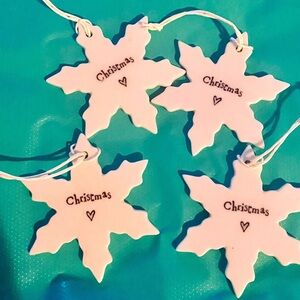 East of India Porcelain Christmas Ornaments set of 4